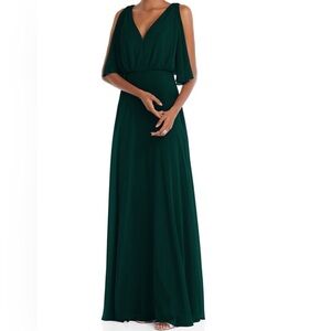 AFTER SIX V-Neck Split-Sleeve Blouson-Bodice Maxi Dress  Size 8 NWOT Evergreen